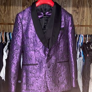 Elegant Purple Floral Men's Blazer